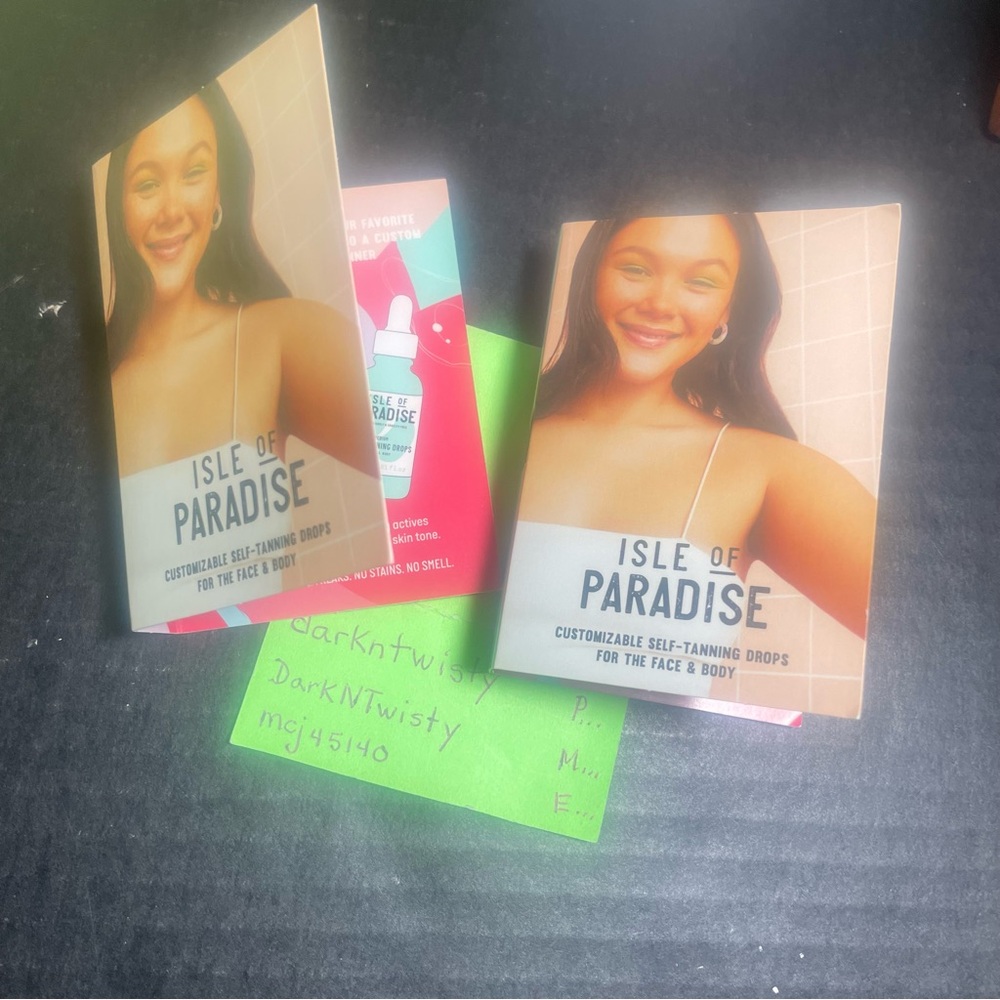 2 BNIB Isle of PARADISE Go Set Glow customizable self tan drops 4 ml .14 fl oz